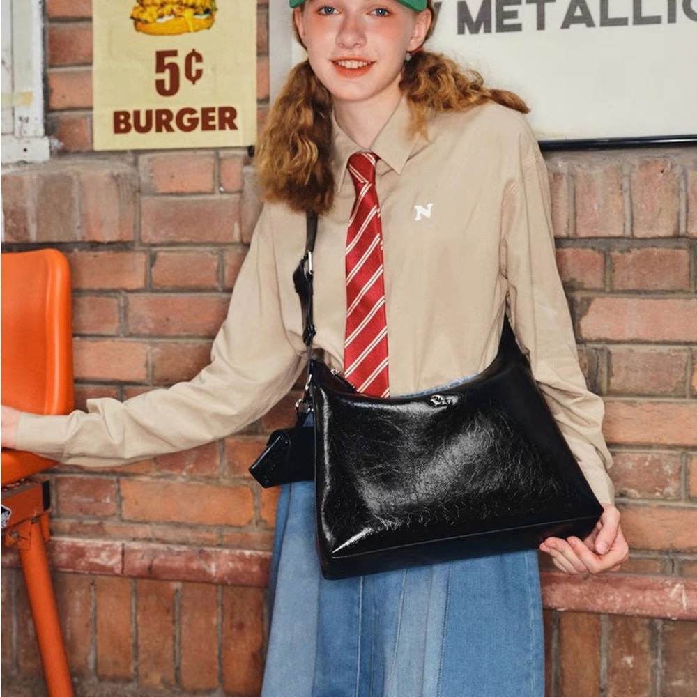 Black Leather Shoulder Bag